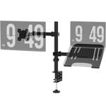 Advwin Height Adjustable Monitor and Laptop Mount Stand Dual Monitor Arm with Laptop Stand Fits Monitor 13-32'' and Laptop 17''