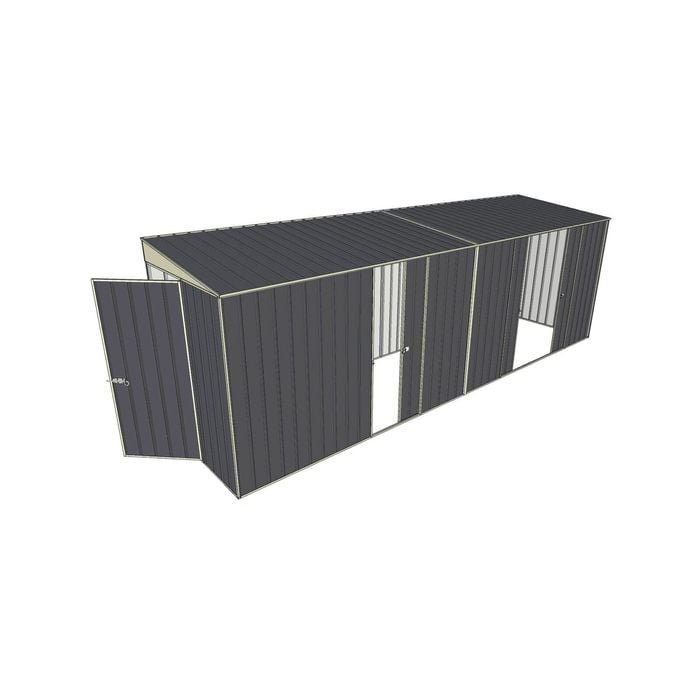 Build-a-Shed 1.5 x 6 x 2m Sliding Door Tunnel Shed with 3 Sliding Side Doors - Grey