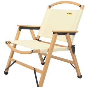Homfurn Foldable Outdoor Camping Chair – Bamboo Frame, Waterproof Canvas, Khaki/beige, With Carry Bag