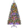 Costway 1.8M Christmas Tree Pre-lit Hinged Xmas Decor w/874 Tips 800 Multicolored LED Light-Green