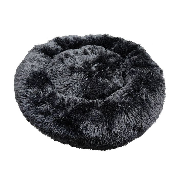Prestige Pet Snuggle Buddies Calming Cuddler Plush Dog Bed Black 80cm