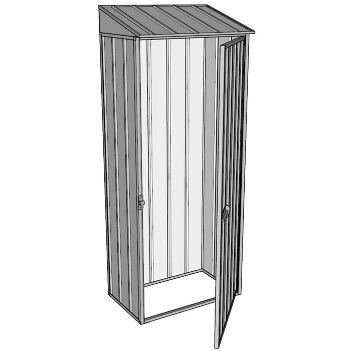 Build-a-Shed 0.4 x 0.8m Single Hinged Door Garden Locker - Zinc