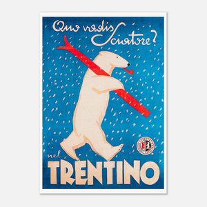 Galrie Trentino Polar Bear Vintage Ski Advertising Poster for Home Decor, Poster Only, 70 x 100cm (28 x 40inch)