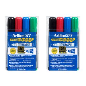 8pc Artline 577 5mm Bullet Nib Office Whiteboard Marker Assorted Colours Wallet