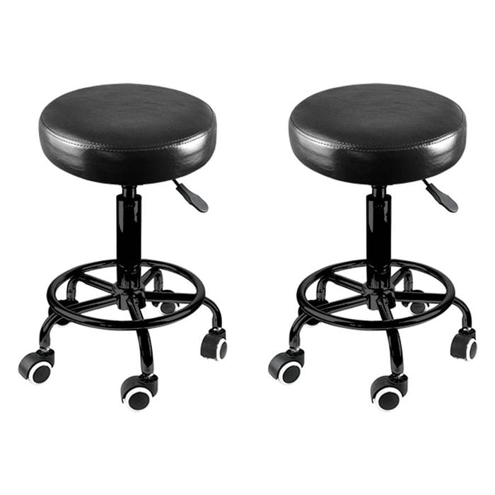 Levede 2pc Black Stand Adjustable Height Salon Bar Stool - Black