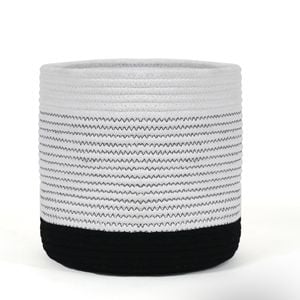 Yarra Textiles Multi-purpose Cotton storage basket B&W (25 Cm X 25 Cm X 25 Cm) White-Black