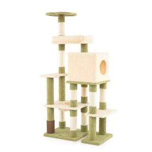 Costway 155cm Cat Tree Tower Cando House 5-layer Scratching Post Green