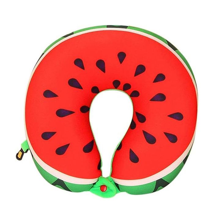 Catzon Travel Pillow Cartoon Fruit Foam Particles Headrest-Watermelon