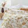 MM Linen Pure Botanical Ochre Quilt Cover Set Yellow/Orange Floral Super King