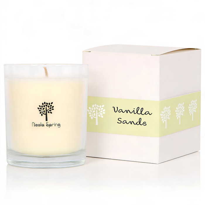 Nicola Spring 160g Soy Wax Scented Candle - Vanilla Sands - 28 Hour Burn Time Relaxation Aromatherapy Gift Ready Jar Candle