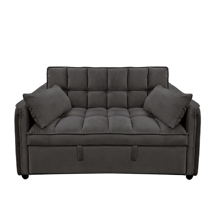 Sarantino Quincy Tufted 2-Seater Velvet Sofa Bed - Dark Grey