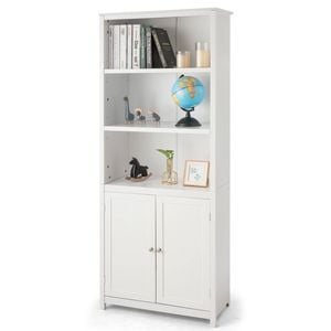 Costway Wood Bookcase Display Shelf Storage Cabinet White