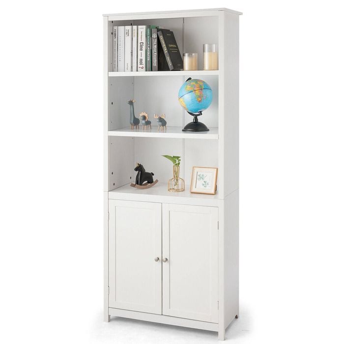 Costway Wood Bookcase Display Shelf Storage Cabinet White