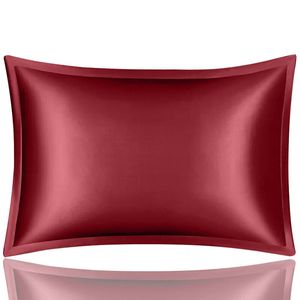 Anypillow Pillowcase 50x90cm Wine Red Pure Real Silk