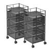 SOGA 2X 3 Tier Steel Square Rotating Carts with Wheels