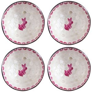 4PK LVD Natural Coconut Round Dish Bowl 13x6cm - Rabbit Pink