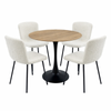 FORET 5pcs Round Dining Table Set With 4 Teddy Boucle Chairs
