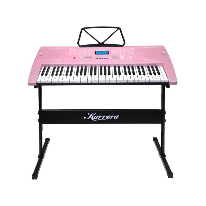 Karrera 61 Keys Electronic Keyboard Piano Music with Stand - Pink