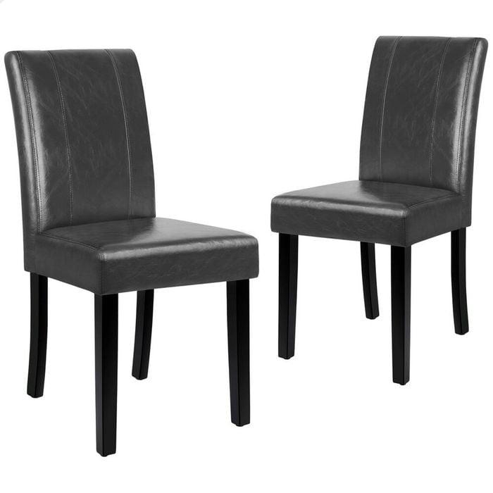 ALFORDSON Set of 2 Dining Chairs Cafe Kitchen Chair High-Back Wooden PU Leather Grey