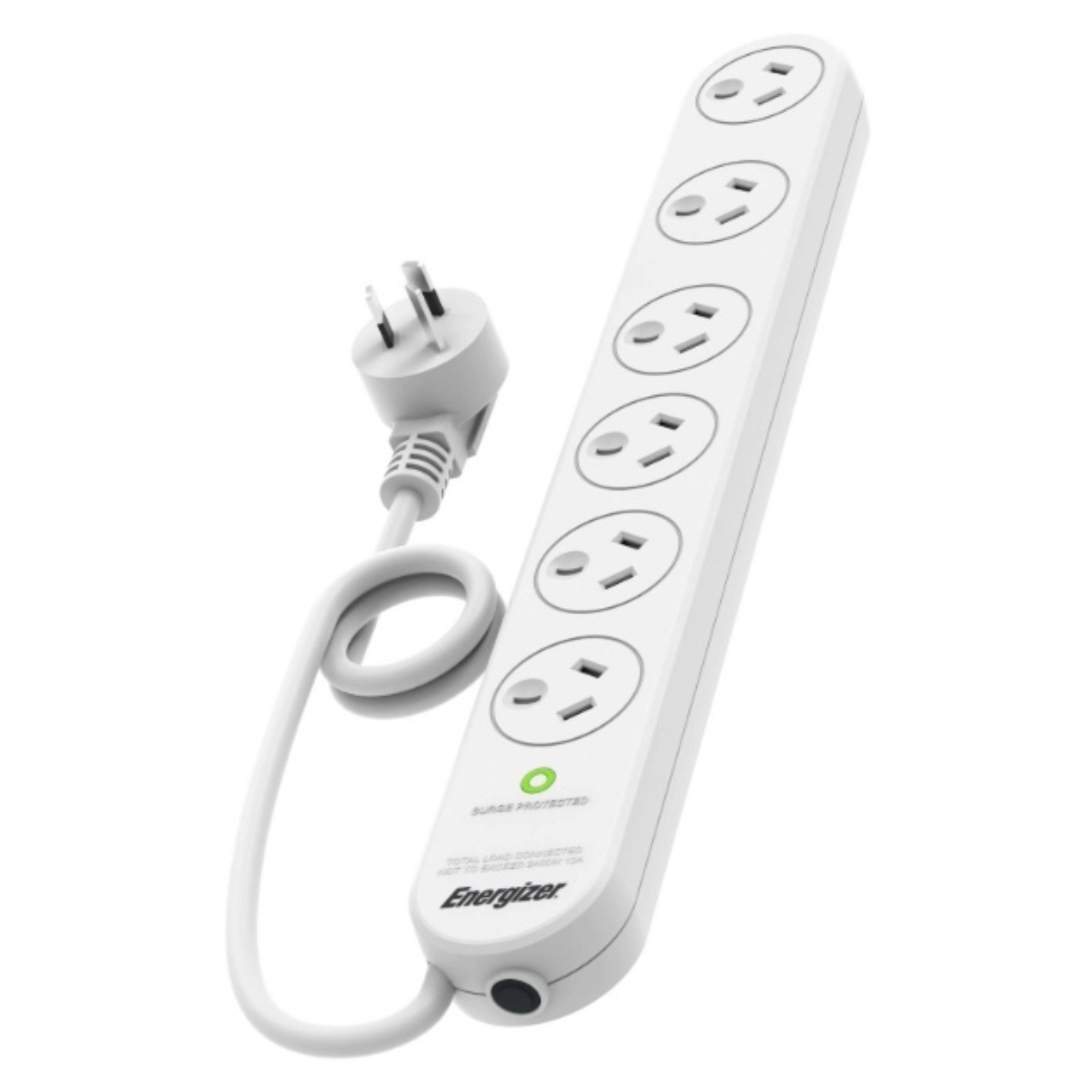 ENERGIZER 6 Outlet White Surge Powerboard