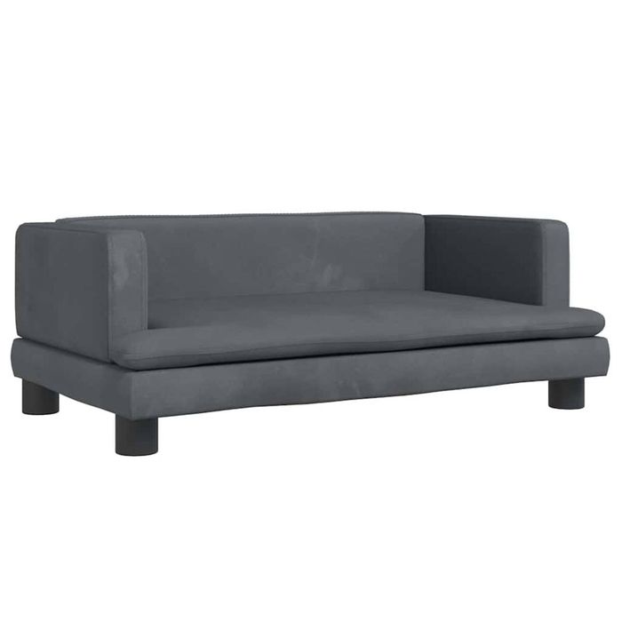 vidaXL Dog Bed Dog Sofa Padded Foam Puppy Cat Bed Pet Supply Dark Grey Velvet