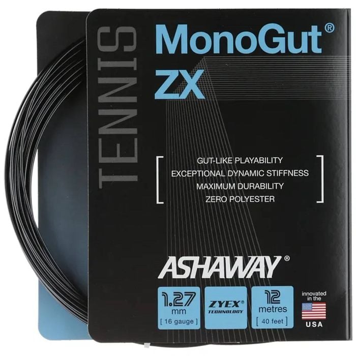Ashaway Monogut Zx Tennis String 1.27mm 16 Gauge 12m Zyex In Black
