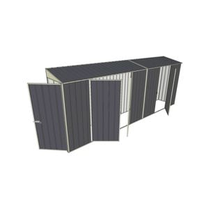 Build-a-Shed 0.8 x 5.2 x 2m Hinged Door Tunnel Shed With Double And Single Hinged Side Doors - Grey