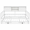 Advwin Single Size Bed Frame with Trundle, Daybed with Barn Door Storage, White