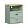Oikiture Bedside Table 2 Drawers Open Shelf Nightstand Cabinet Natural&green