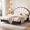 Artiss Double Bed Frame with Adjustable Shell Headboard and PVC Upholstery