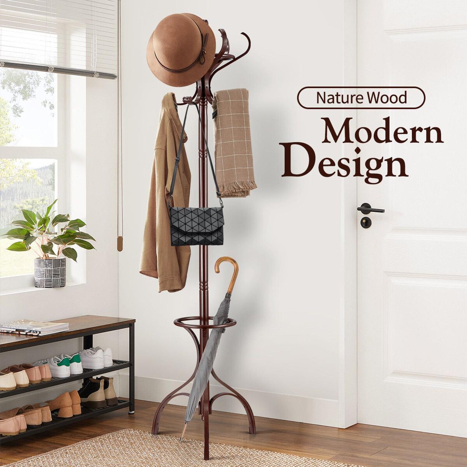 Luxsuite Brown Wooden Coat Rack Stand Walnut Bunnings Australia