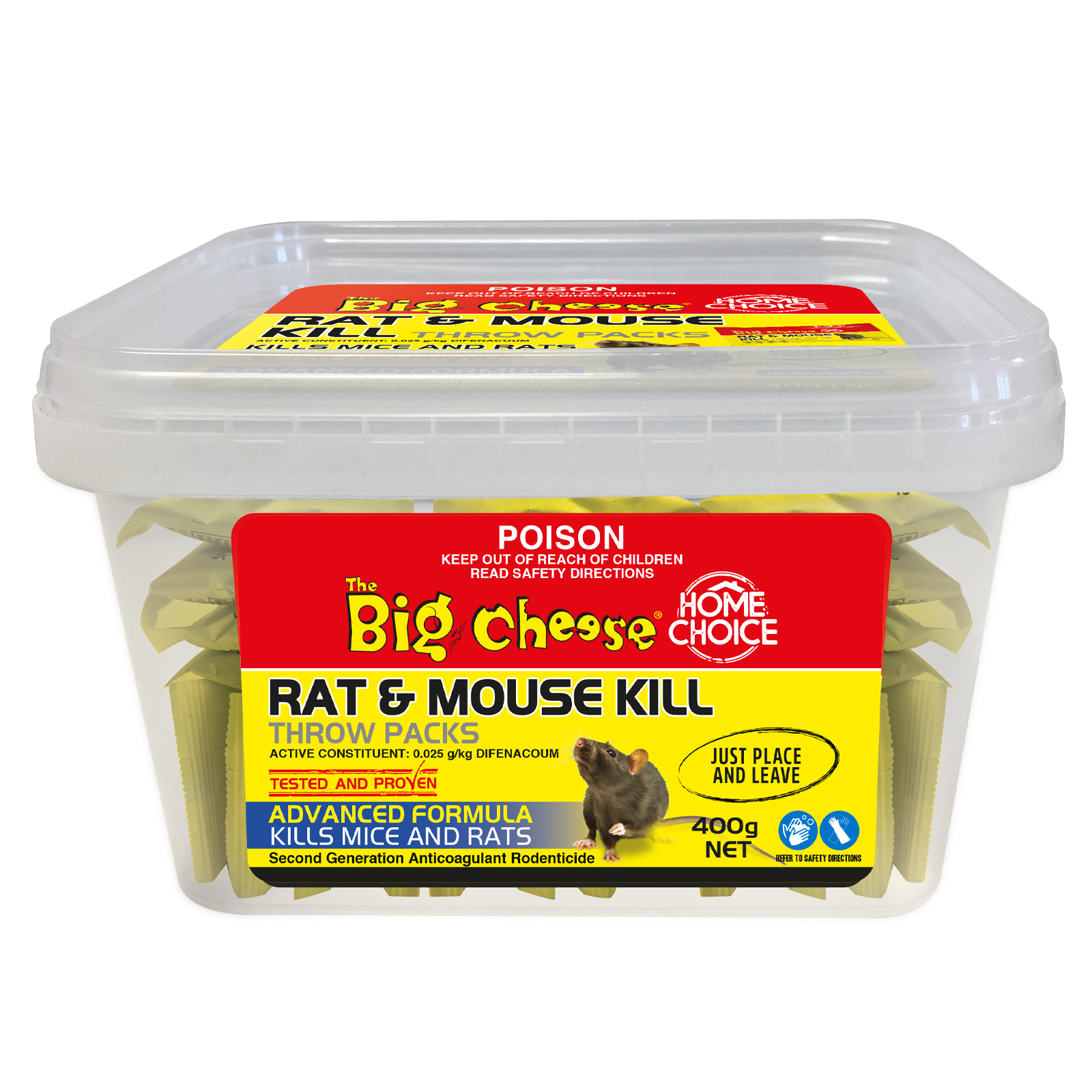 The Big Cheese 16 x 25g Home Choice Rat and Mouse Kill Throw Pack