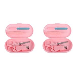 2x 4pc Cuddle Bug Baby Grooming Nail Care Set In Case Asst Pink & Blue