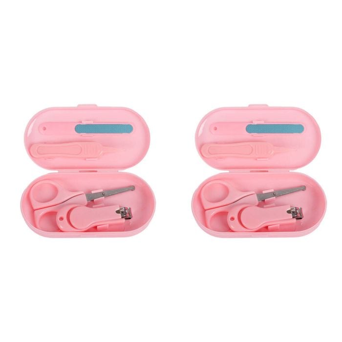 2x 4pc Cuddle Bug Baby Grooming Nail Care Set In Case Asst Pink & Blue