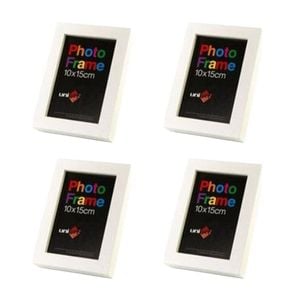 4x Unigift Wooden White Photo Frame Ideal For Prints Or Artwork 10x15cm/4x6"