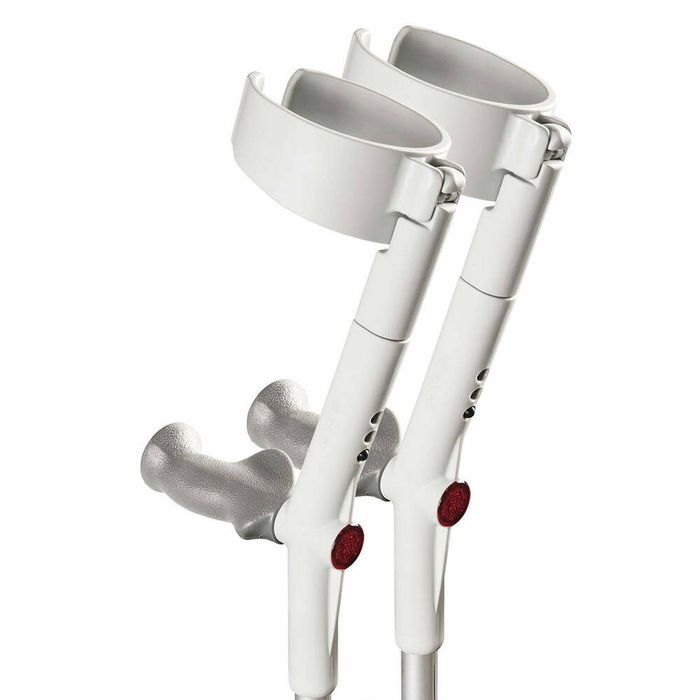 Forearm Crutches with Safety Cuff & Hinge, Lightweight & Adjustable - Grey