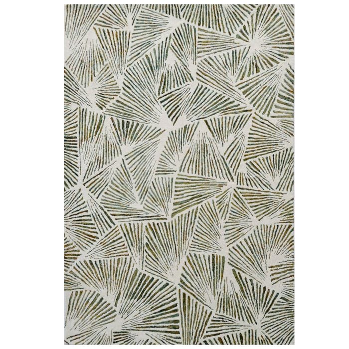 Handmade Abstract Wool Rug-6308-Multi Green-110x160cm