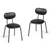 Ufurniture Dining Chairs Set of 2 PU Leather Kitchen Chair with Cushion Backrest & Metal Legs Black