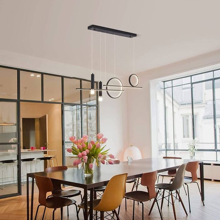 LED Chandelier linear pendant lighting, 50W Modern (Black