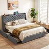 Artiss King Bed Frame With Charging Station