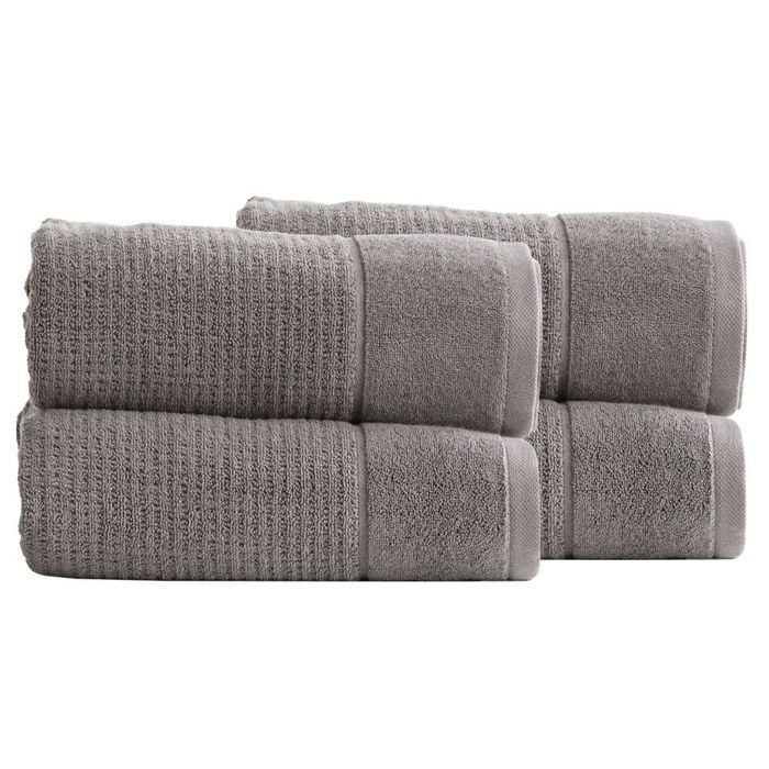 4pk Renee Taylor Cambridge 650gsm Textured 80x160cm Bath Sheet - Fossil