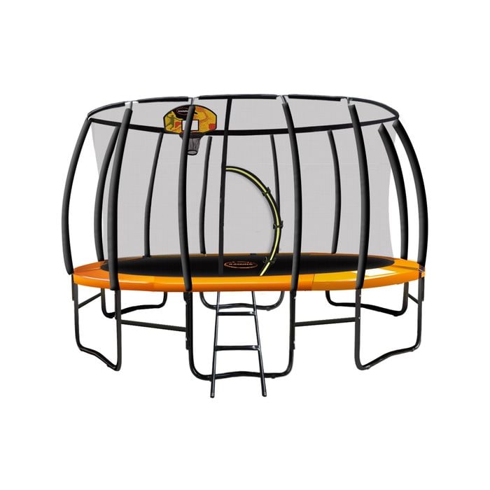 Kahuna Trampoline 14 Ft With Basketball Set - Orange