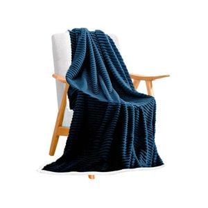 SOGA Dark Blue Throw Blanket – Thick Double-Sided Flannel Fleece