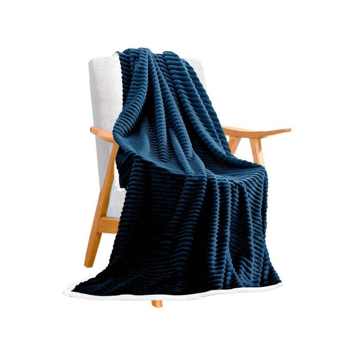 SOGA Dark Blue Throw Blanket – Thick Double-Sided Flannel Fleece