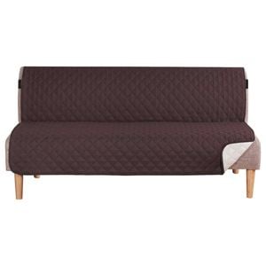 Smarcute 3 Seater Quilted Reversible Armless Futon Sofa Bed Cover Couch Cushion Brown