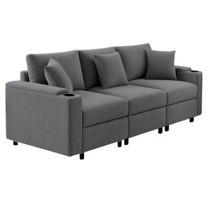 Ufurniture 3 Seaters Sofa Modular Lazy Lounge Sofa Grey