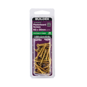 Buildex 6G x 30mm Gold Passivated Plasterboard Screws - 30 Pack