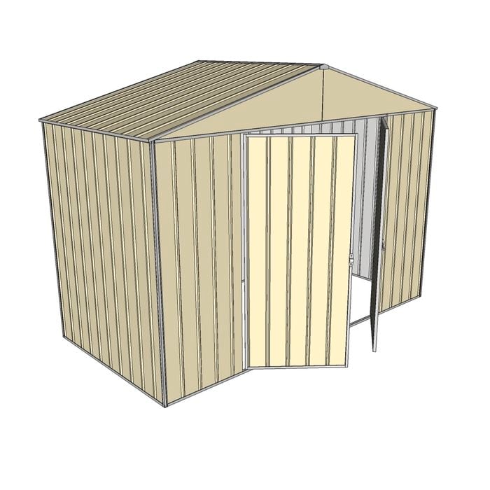 Build-a-Shed 3.0 x 1.5 x 2.3m Front Gable Double Hinged Doors Narrow Shed - Cream