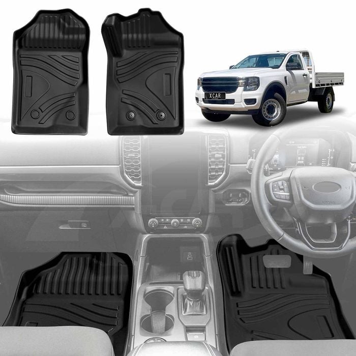 3D Floor Mats for Ford Next-Gen Ranger Single Cab 2022-Onwards All Weather Car Mats  Set