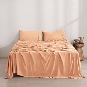 Dreamaker Superfine Washed Microfibre Sheet Set Peach Single Bed